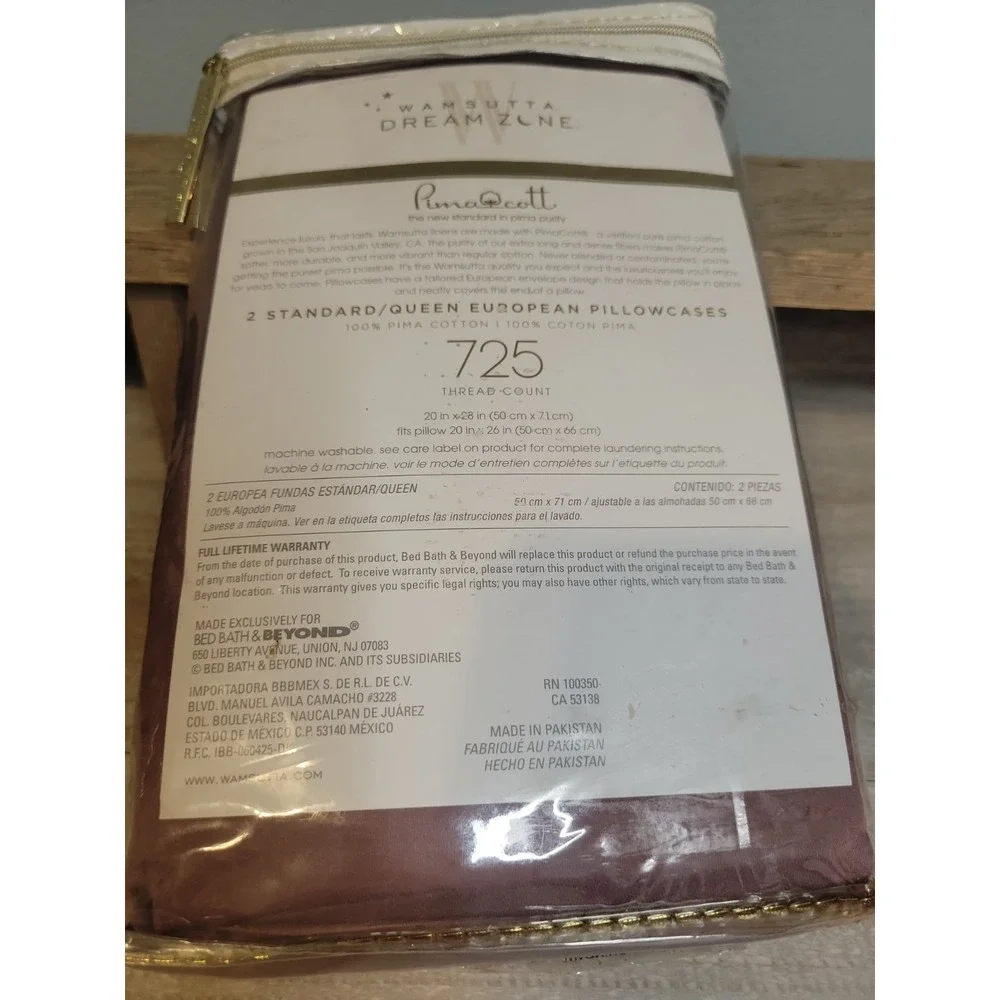 Wamsutta Dream Zone 725 Standard European Pillowcases in Mauve Set of 2